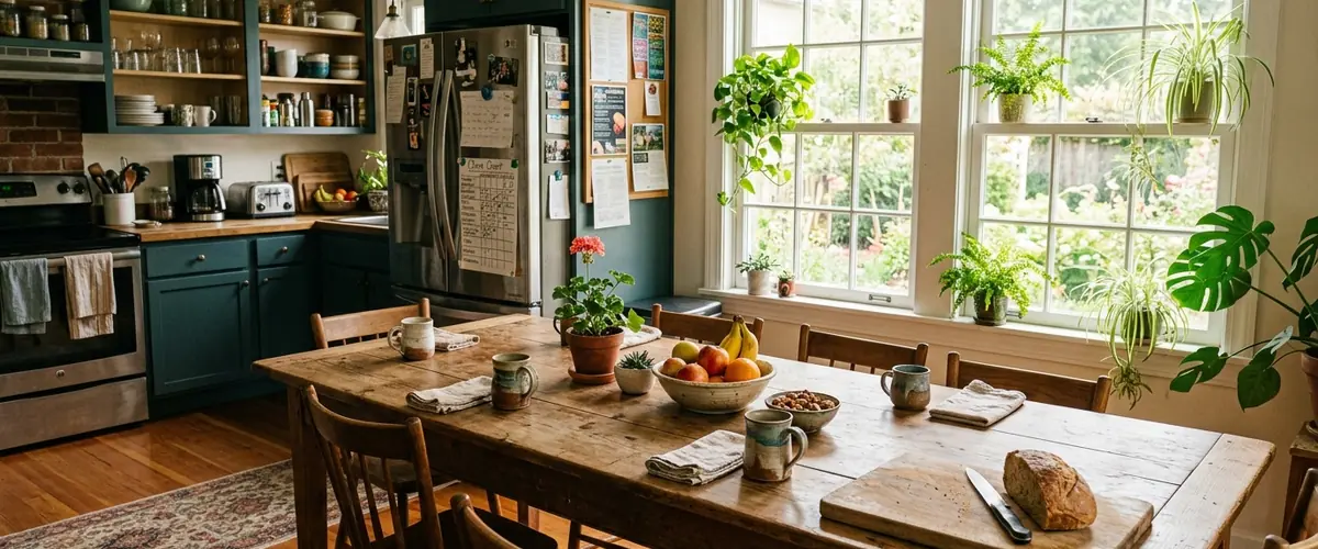 Shared kitchen in a sober living home